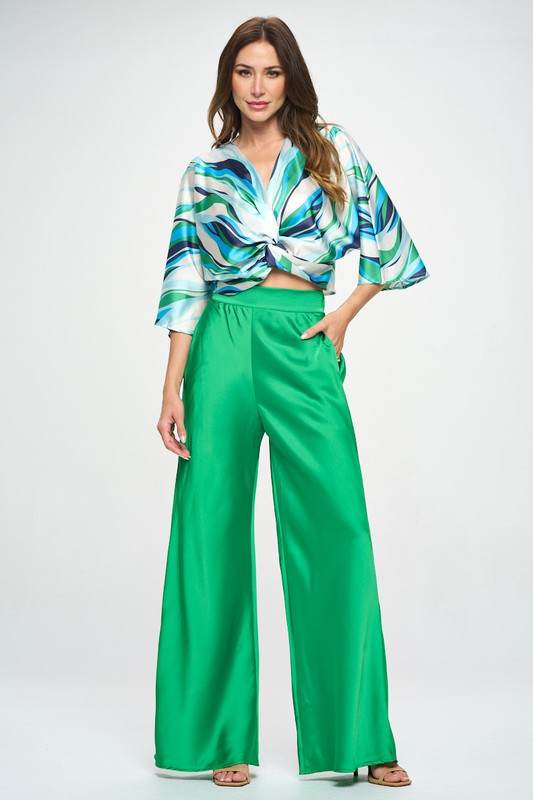 Stretch Satin Pants w/ Elastic Waist and Pockets - Shop Style & More | Fresh Looks, Everyday Deals & Free Shipping