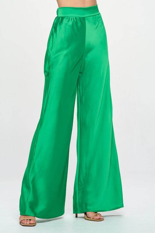 Stretch Satin Pants w/ Elastic Waist and Pockets - Shop Style & More | Fresh Looks, Everyday Deals & Free Shipping