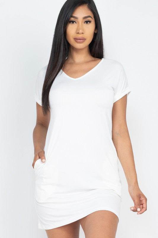 Short Cap Sleeve Pocket Mini T Shirt Dress - Shop Style & More | Fresh Looks, Everyday Deals & Free Shipping