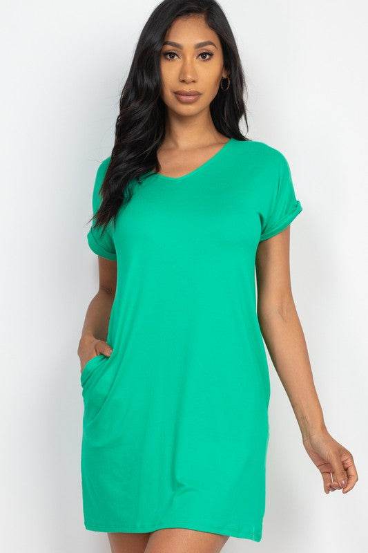 Short Cap Sleeve Pocket Mini T Shirt Dress - Shop Style & More | Fresh Looks, Everyday Deals & Free Shipping
