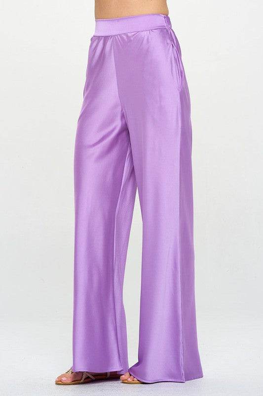 Stretch Satin Pants w/ Elastic Waist and Pockets - Shop Style & More | Fresh Looks, Everyday Deals & Free Shipping