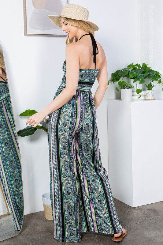 Cut Out Wide Leg Halter Jumpsuit with Pockets - Shop Style & More | Fresh Looks, Everyday Deals & Free Shipping