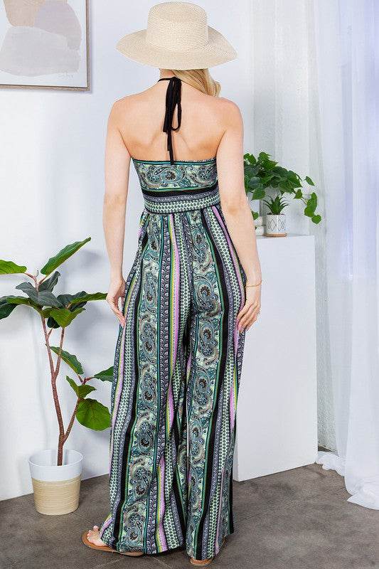 Cut Out Wide Leg Halter Jumpsuit with Pockets - Shop Style & More | Fresh Looks, Everyday Deals & Free Shipping