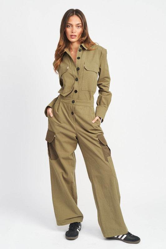 BOTTON DOWN CARGO JUMPSUIT - Shop Style & More | Fresh Looks, Everyday Deals & Free Shipping