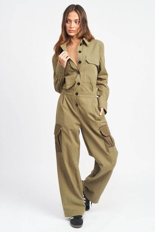 BOTTON DOWN CARGO JUMPSUIT - Shop Style & More | Fresh Looks, Everyday Deals & Free Shipping