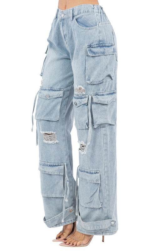 WOMEN CARGO STYLE DENIM PANTS - Shop Style & More | Fresh Looks, Everyday Deals & Free Shipping
