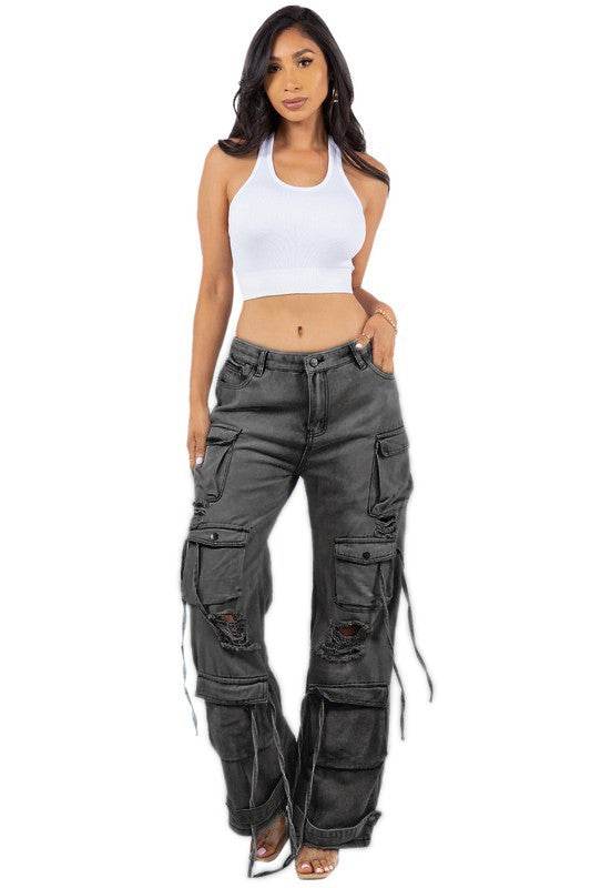WOMEN CARGO STYLE DENIM PANTS - Shop Style & More | Fresh Looks, Everyday Deals & Free Shipping