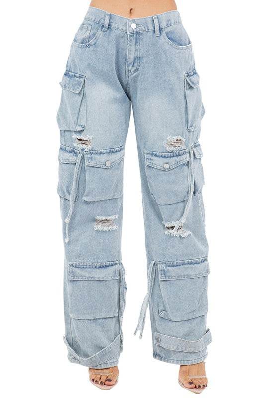 WOMEN CARGO STYLE DENIM PANTS - Shop Style & More | Fresh Looks, Everyday Deals & Free Shipping