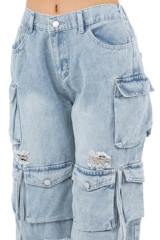 WOMEN CARGO STYLE DENIM PANTS - Shop Style & More | Fresh Looks, Everyday Deals & Free Shipping