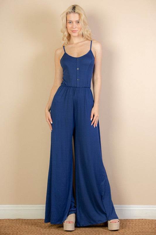 Button Front Wide Leg Jumpsuit - Shop Style & More | Fresh Looks, Everyday Deals & Free Shipping