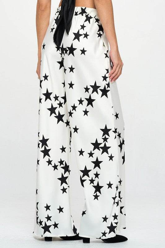 Silky Satin Star Print Pants with Side Pocket - Shop Style & More | Fresh Looks, Everyday Deals & Free Shipping