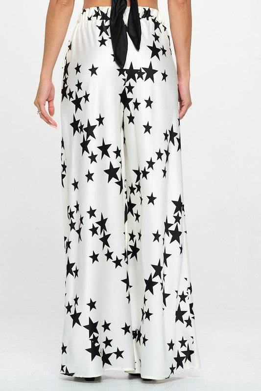 Silky Satin Star Print Pants with Side Pocket - Shop Style & More | Fresh Looks, Everyday Deals & Free Shipping