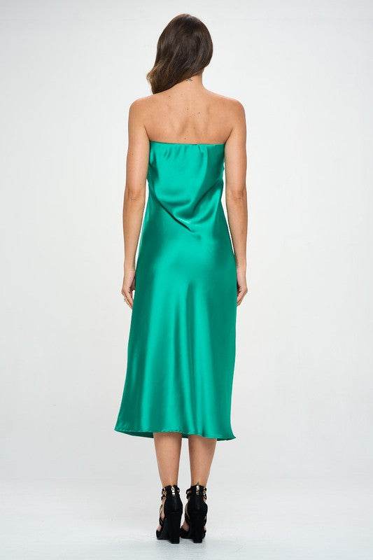 Made in USA Silky Satin Tube Draped Dress - Shop Style & More | Fresh Looks, Everyday Deals & Free Shipping
