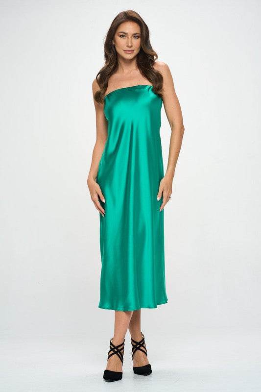 Made in USA Silky Satin Tube Draped Dress - Shop Style & More | Fresh Looks, Everyday Deals & Free Shipping