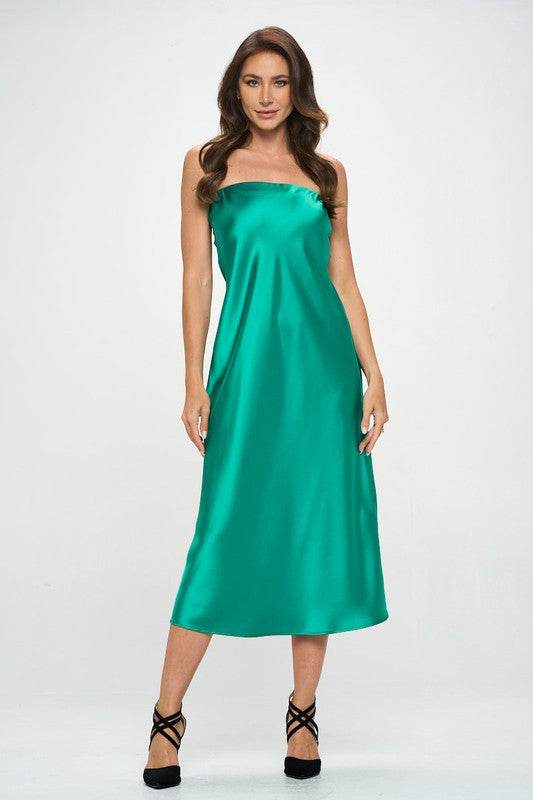Made in USA Silky Satin Tube Draped Dress - Shop Style & More | Fresh Looks, Everyday Deals & Free Shipping
