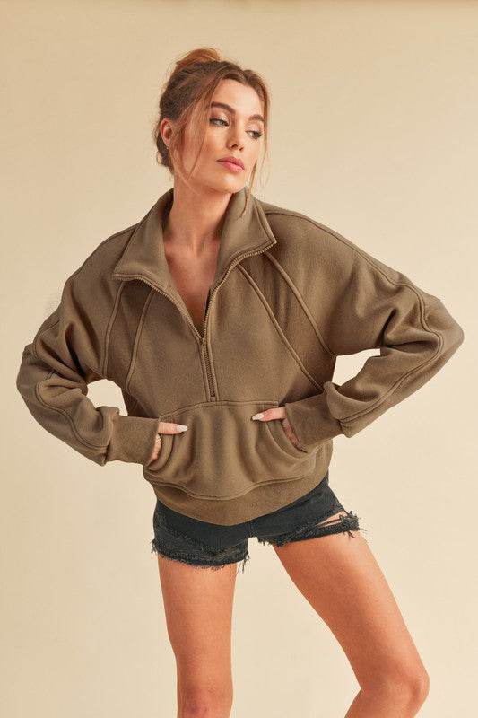 Dove Funnel Neck Half Zip - Shop Style & More | Fresh Looks, Everyday Deals & Free Shipping