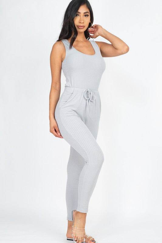 Ribbed Sleeveless Drawstring catsuits Jumpsuit - Shop Style & More | Fresh Looks, Everyday Deals & Free Shipping