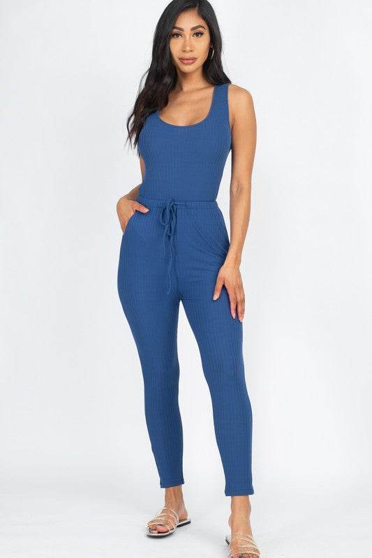 Ribbed Sleeveless Drawstring catsuits Jumpsuit - Shop Style & More | Fresh Looks, Everyday Deals & Free Shipping