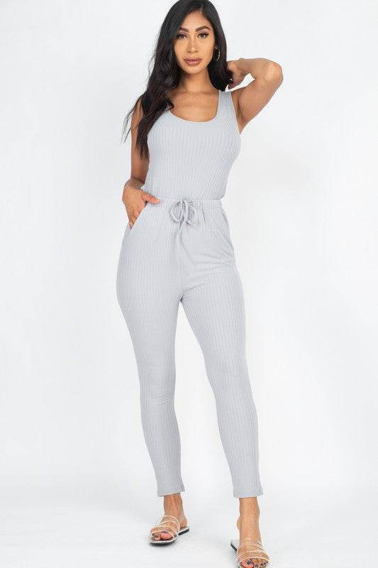 Ribbed Sleeveless Drawstring catsuits Jumpsuit - Shop Style & More | Fresh Looks, Everyday Deals & Free Shipping