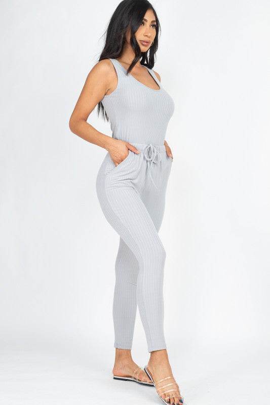 Ribbed Sleeveless Drawstring catsuits Jumpsuit - Shop Style & More | Fresh Looks, Everyday Deals & Free Shipping