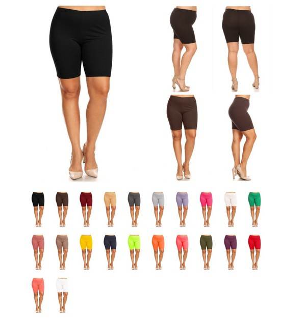Plus size Solid high waist biker shorts - Shop Style & More | Fresh Looks, Everyday Deals & Free Shipping