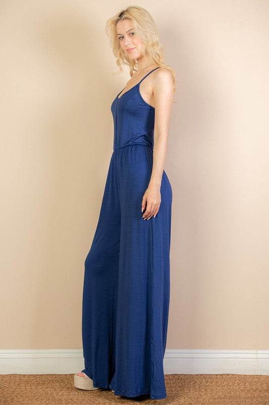 Button Front Wide Leg Jumpsuit - Shop Style & More | Fresh Looks, Everyday Deals & Free Shipping