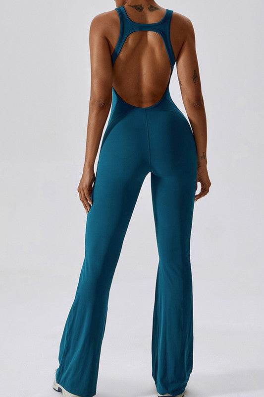 Solid flared trousers cutout back jumpsuit - Shop Style & More | Fresh Looks, Everyday Deals & Free Shipping