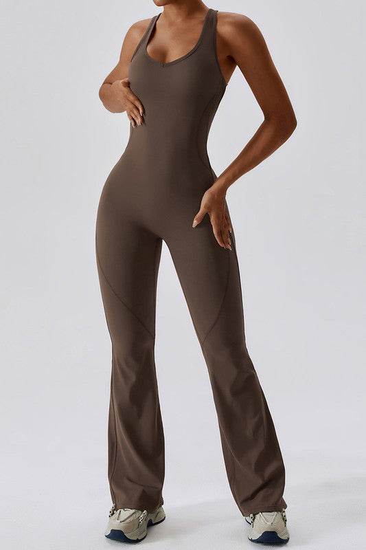 Solid flared trousers cutout back jumpsuit - Shop Style & More | Fresh Looks, Everyday Deals & Free Shipping