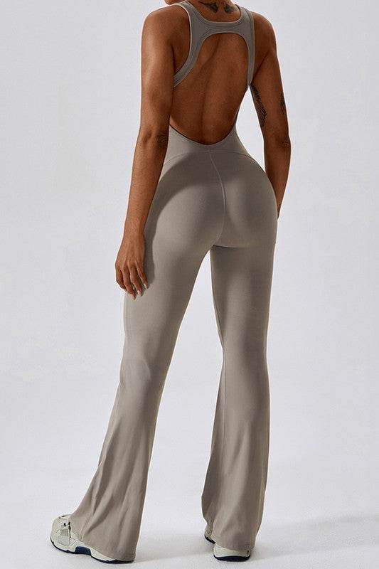 Solid flared trousers cutout back jumpsuit - Shop Style & More | Fresh Looks, Everyday Deals & Free Shipping