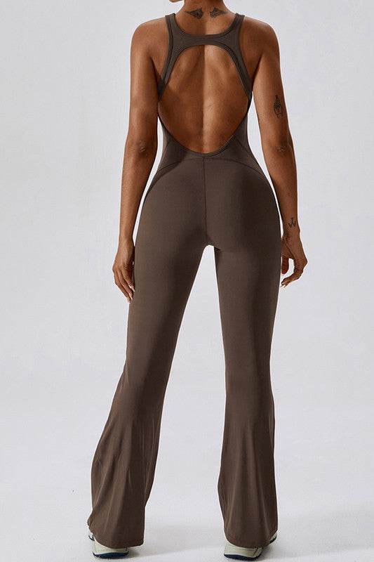 Solid flared trousers cutout back jumpsuit - Shop Style & More | Fresh Looks, Everyday Deals & Free Shipping