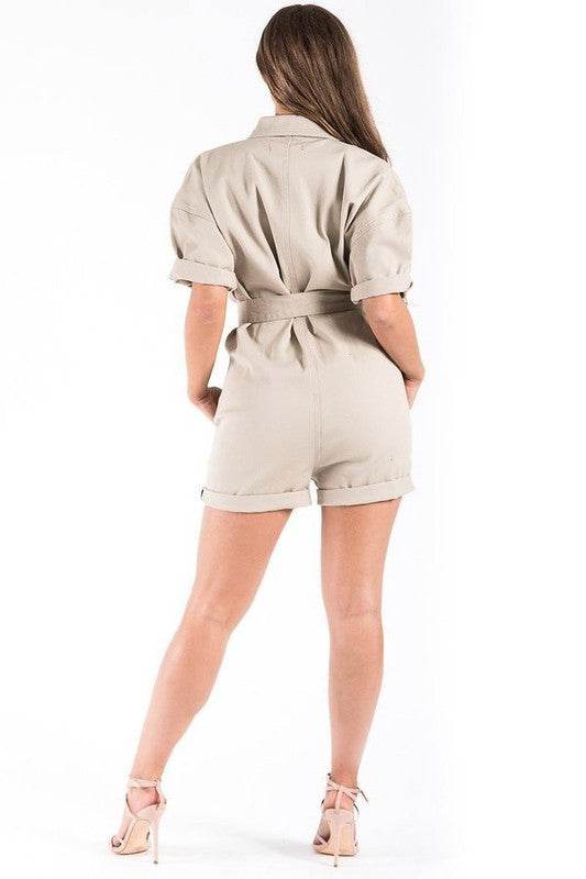 Vintage Denim Romper in Khaki - Shop Style & More | Fresh Looks, Everyday Deals & Free Shipping