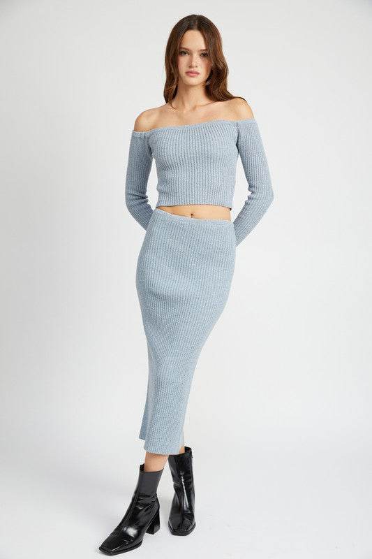 MAXI KNIT SKIRT WITH BACK SLIT - Shop Style & More | Fresh Looks, Everyday Deals & Free Shipping