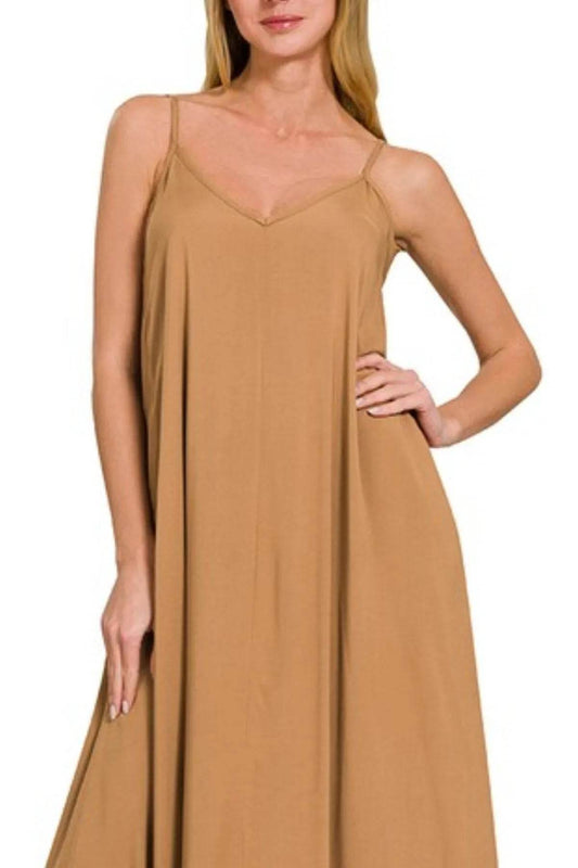 Zenana Woven Arc Hem Cami Dress With Flowy Pockets - Shop Style & More | Fresh Looks, Everyday Deals & Free Shipping