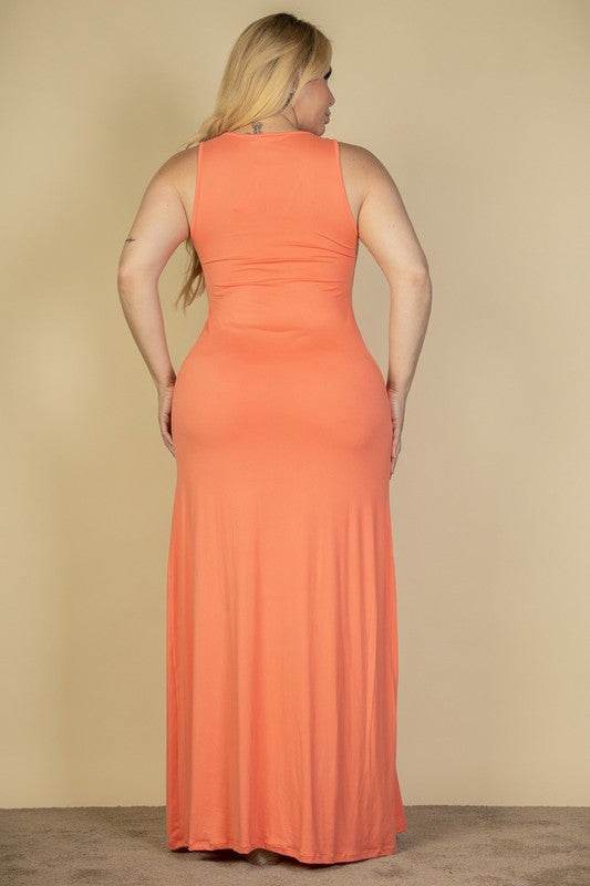 Plus Size Plunge Neck Thigh Split Maxi Dress - Shop Style & More | Fresh Looks, Everyday Deals & Free Shipping