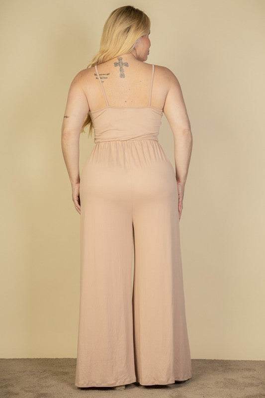 Plus Size Button Front Wide Leg Jumpsuit - Shop Style & More | Fresh Looks, Everyday Deals & Free Shipping