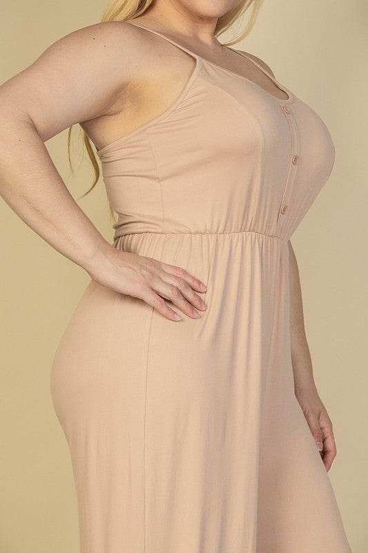 Plus Size Button Front Wide Leg Jumpsuit - Shop Style & More | Fresh Looks, Everyday Deals & Free Shipping