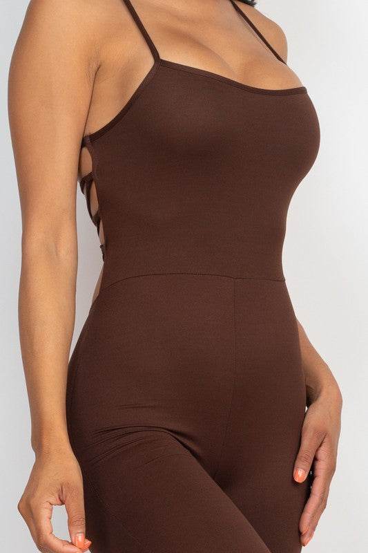 Criss-Cross Open Back Bodycon Jumpsuit - Shop Style & More | Fresh Looks, Everyday Deals & Free Shipping