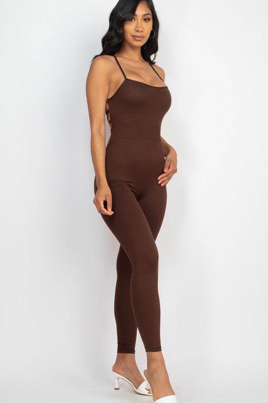 Criss-Cross Open Back Bodycon Jumpsuit - Shop Style & More | Fresh Looks, Everyday Deals & Free Shipping