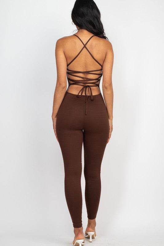 Criss-Cross Open Back Bodycon Jumpsuit - Shop Style & More | Fresh Looks, Everyday Deals & Free Shipping