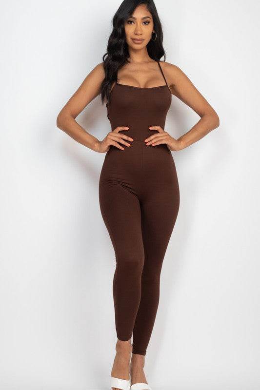 Criss-Cross Open Back Bodycon Jumpsuit - Shop Style & More | Fresh Looks, Everyday Deals & Free Shipping