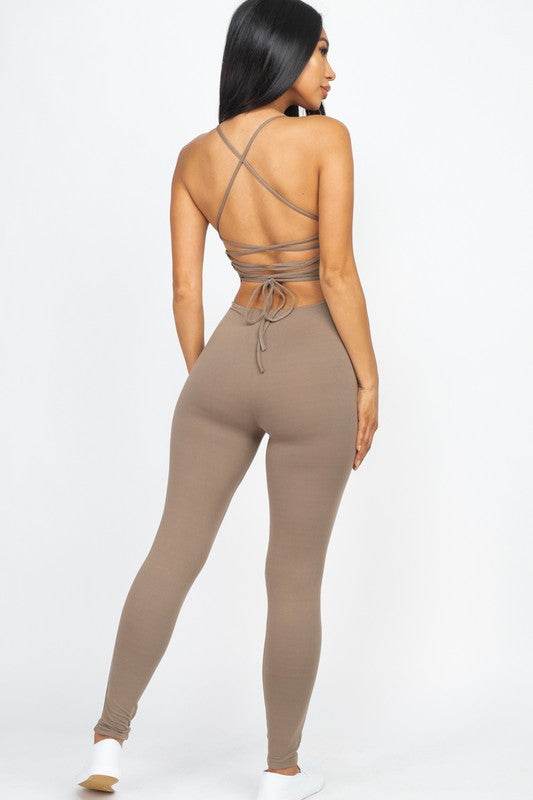 Criss-Cross Open Back Bodycon Jumpsuit - Shop Style & More | Fresh Looks, Everyday Deals & Free Shipping