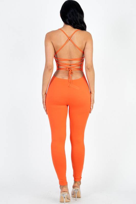 Criss-Cross Open Back Bodycon Jumpsuit - Shop Style & More | Fresh Looks, Everyday Deals & Free Shipping