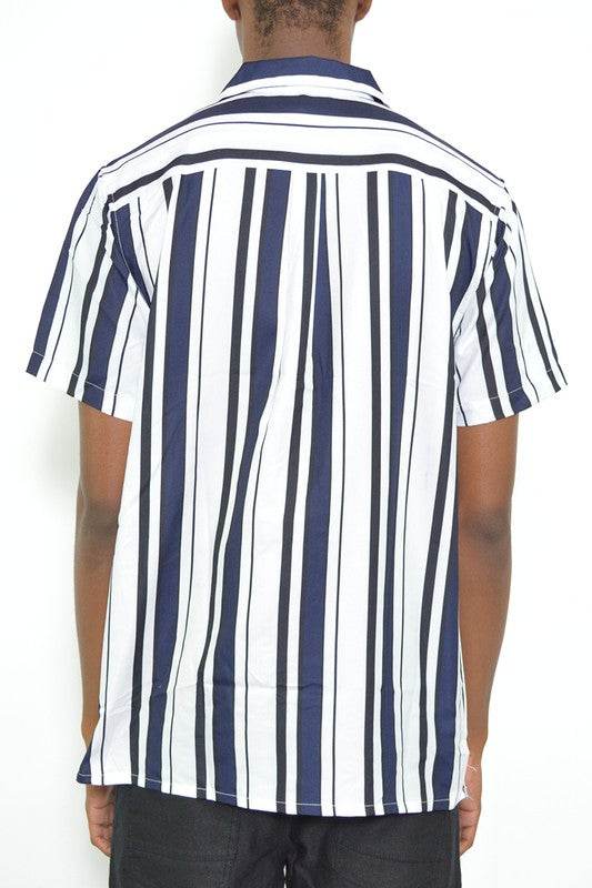 MENS SHORT SLEEVE STRIPED BUTTON DOWN SHIRT PRINT - Shop Style & More | Fresh Looks, Everyday Deals & Free Shipping