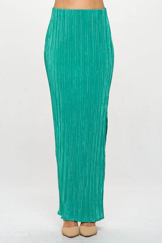 Plisse Maxi Skirt with Slit - Shop Style & More | Fresh Looks, Everyday Deals & Free Shipping