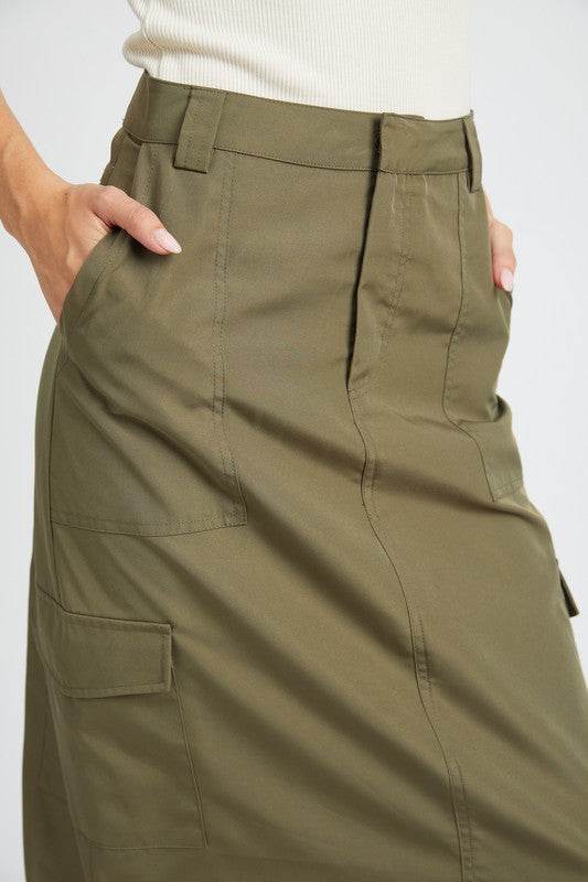 RUCHED MIDI CARGO SKIRT - Shop Style & More | Fresh Looks, Everyday Deals & Free Shipping