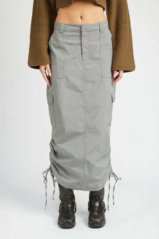 RUCHED MIDI CARGO SKIRT - Shop Style & More | Fresh Looks, Everyday Deals & Free Shipping