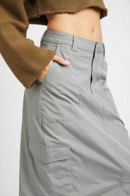 RUCHED MIDI CARGO SKIRT - Shop Style & More | Fresh Looks, Everyday Deals & Free Shipping