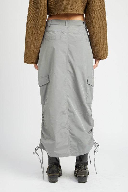 RUCHED MIDI CARGO SKIRT - Shop Style & More | Fresh Looks, Everyday Deals & Free Shipping