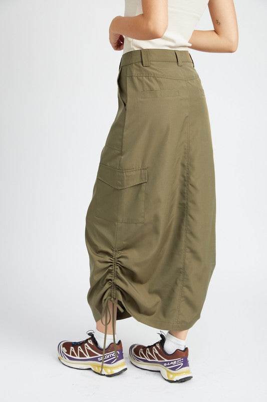 RUCHED MIDI CARGO SKIRT - Shop Style & More | Fresh Looks, Everyday Deals & Free Shipping