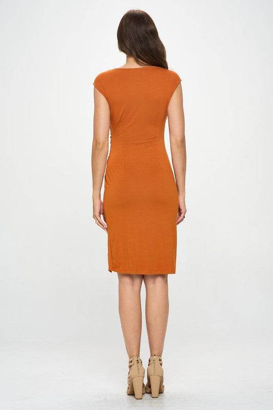 Brushed Knit Short Sleeve Bodycon Dress with Slit - Shop Style & More | Fresh Looks, Everyday Deals & Free Shipping